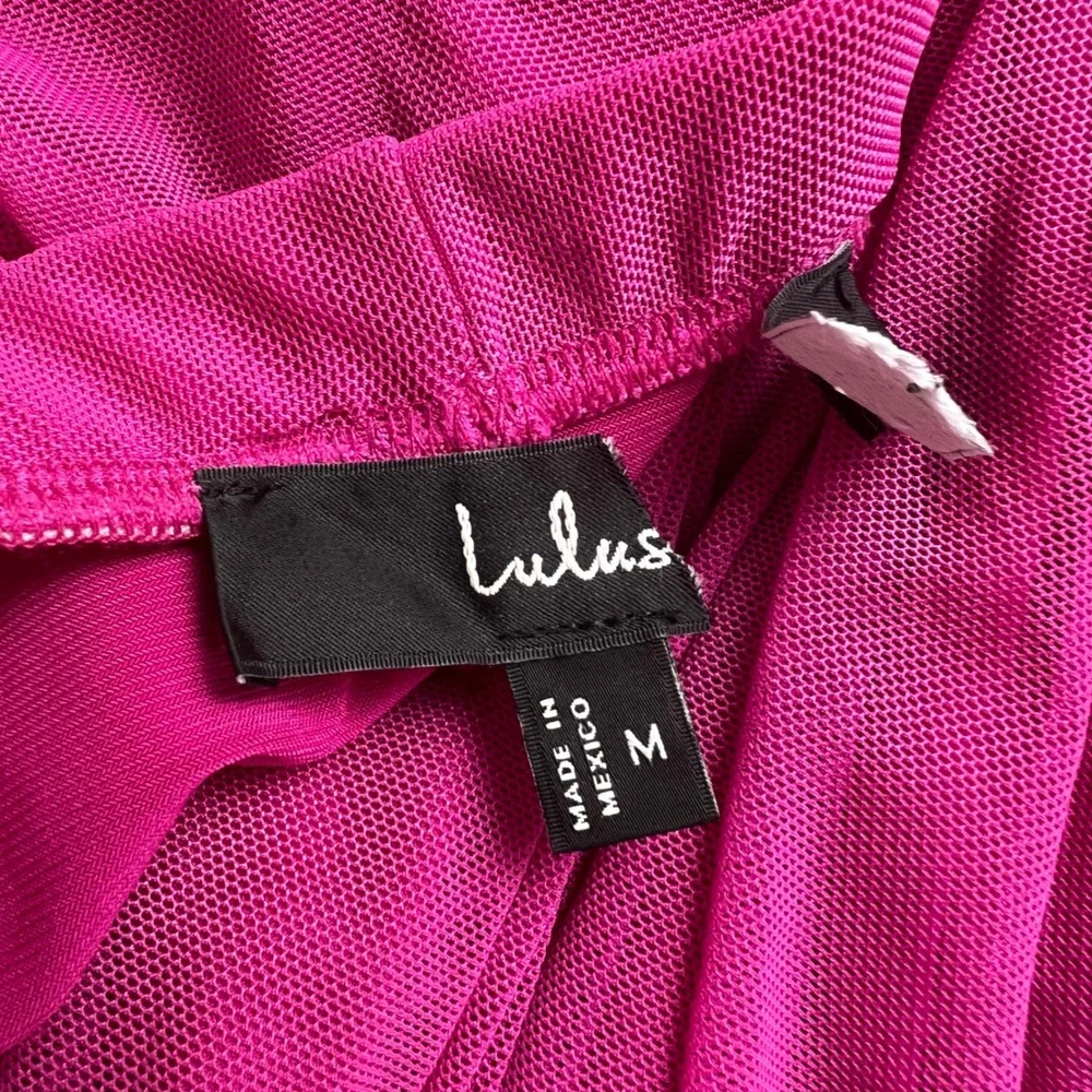 Lulus Strapless Ruched Mesh Maxi Dress Fuchsia‎ Pink Pull On Size Medium M